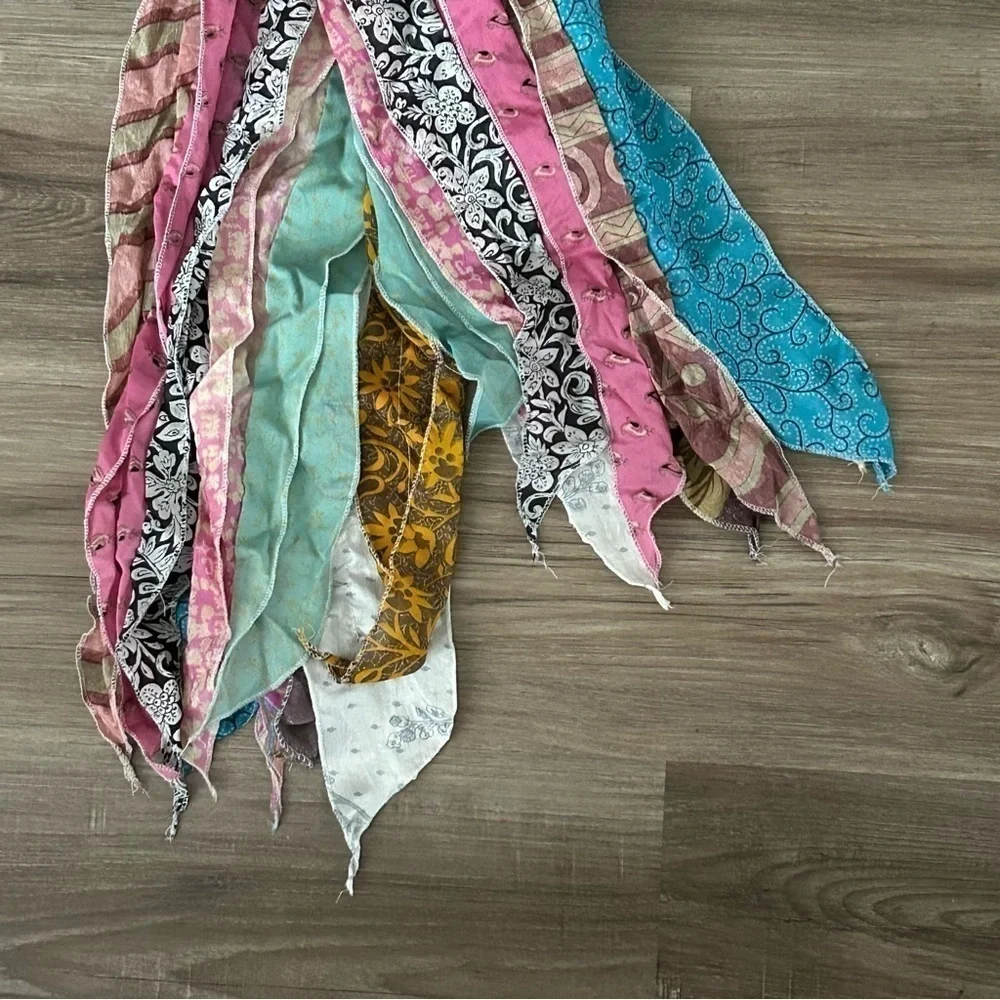 ALEXA’S ANGELS Silk Blend Mixed Media Layered Material Long Scarf
